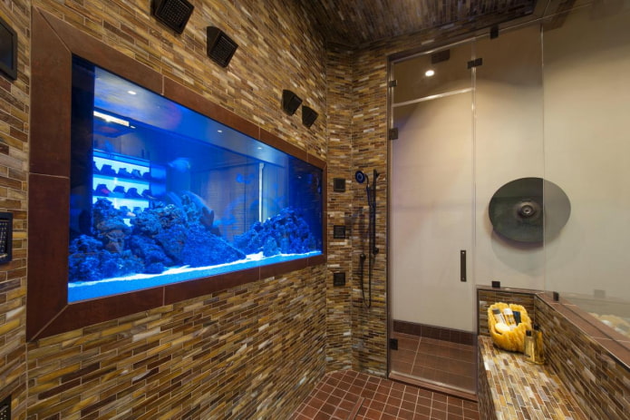 bathroom interior with aquarium bathroom interior with aquarium