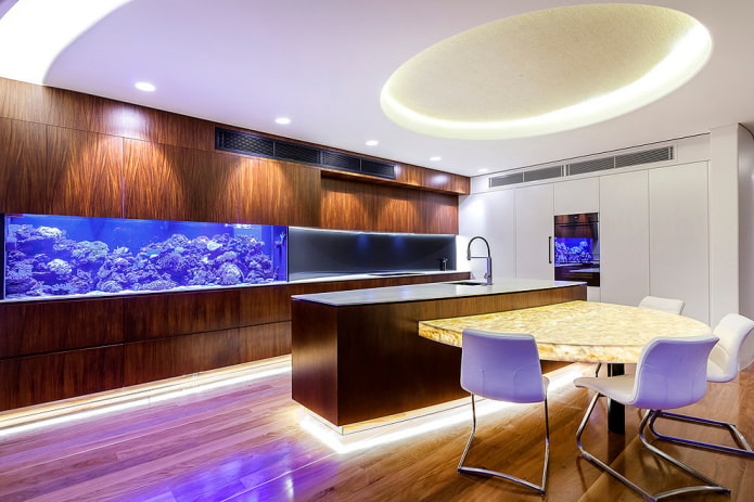 kitchen interior with aquarium kitchen interior with aquarium