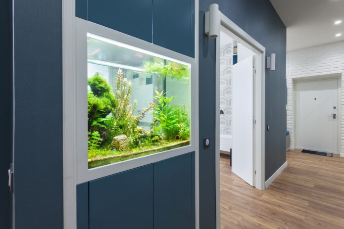 interior with an aquarium built into the wall interior with an aquarium built into the wall
