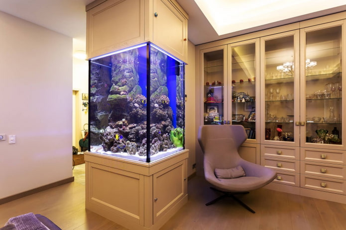 interior with an aquarium built into the furniture interior with an aquarium built into the furniture