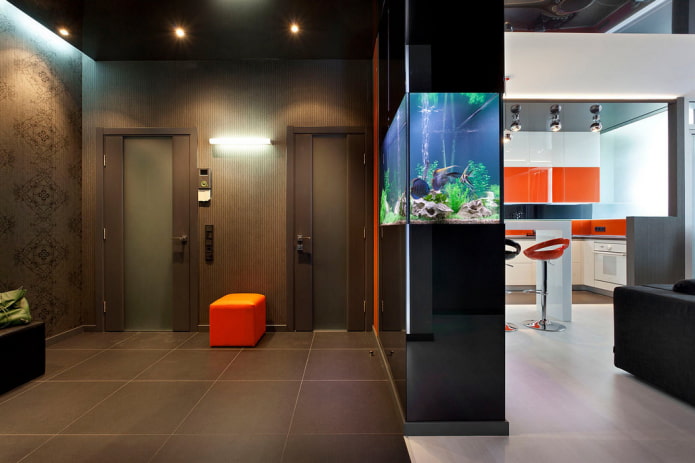 hallway interior with aquarium hallway interior with aquarium