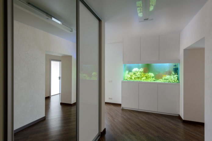 interior in the style of minimalism with an aquarium interior in the style of minimalism with an aquarium