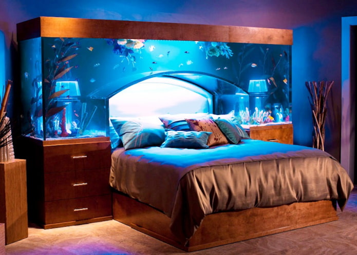 bedroom interior with aquarium bedroom interior with aquarium