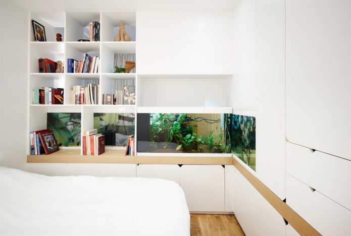 bedroom interior with aquarium bedroom interior with aquarium