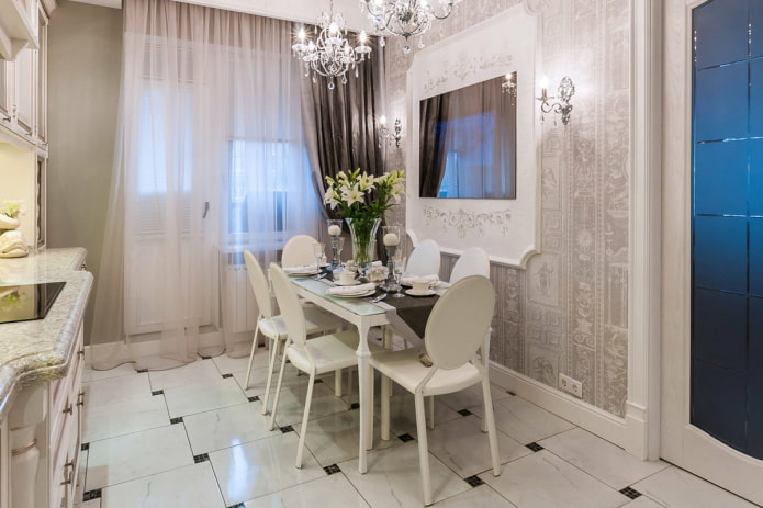 wall moldings in the interior of the kitchen