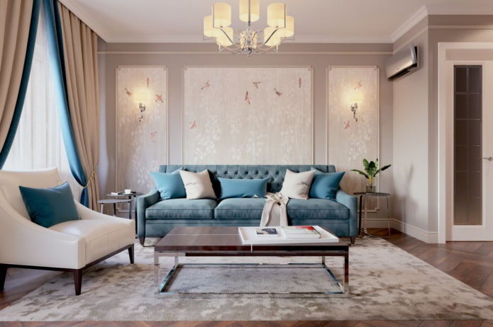 wall moldings in the interior in the neoclassical style