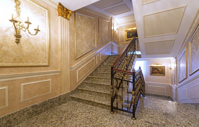 wall moldings on the staircase