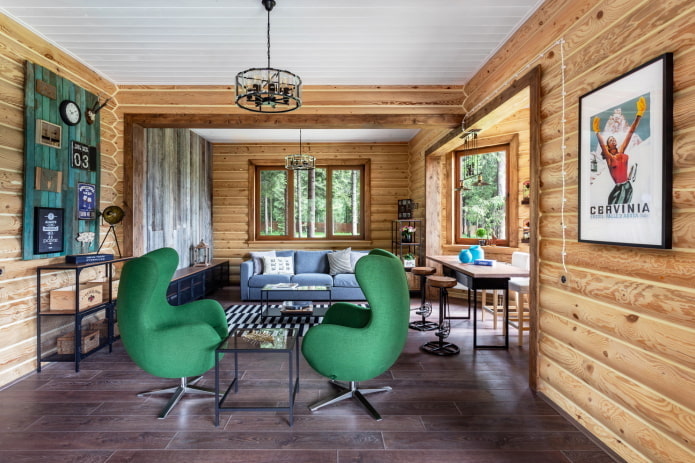 living room decoration in rustic style