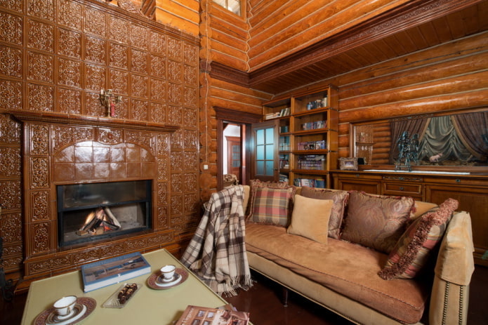 living room interior in rustic style