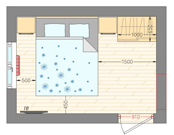 bedroom layout 9 sq.