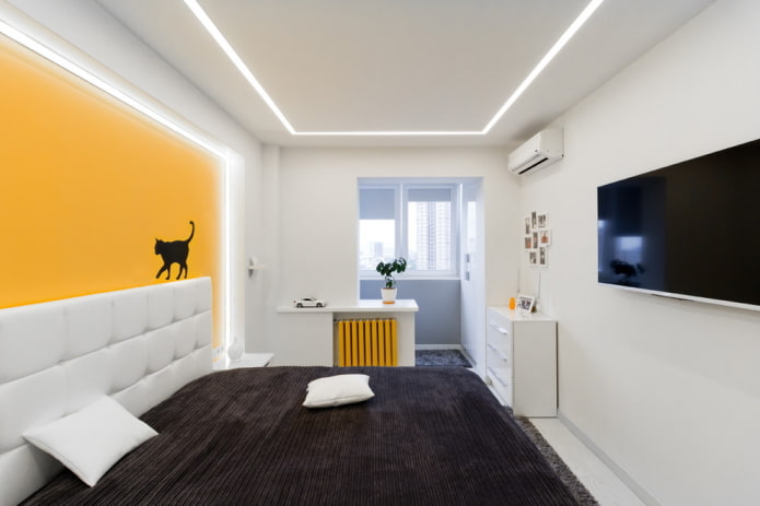 interior design of a bedroom combined with a loggia interior design of a bedroom combined with a loggia