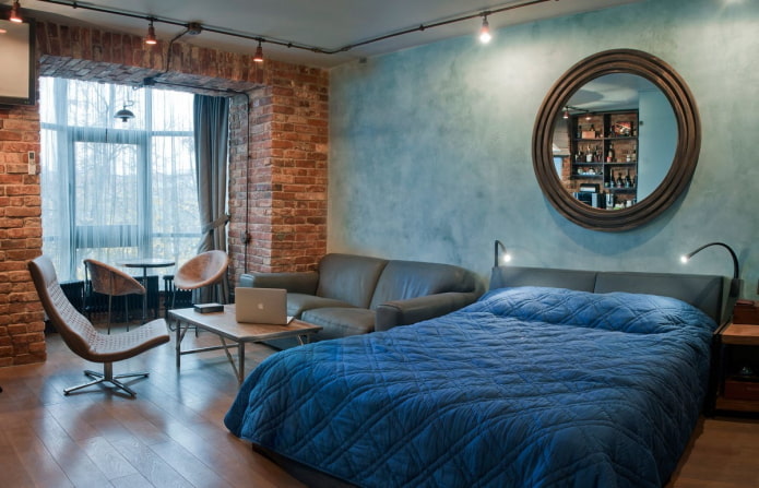 bedroom with a balcony in the loft style bedroom with a balcony in the loft style