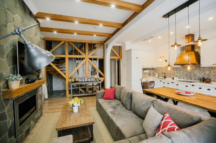 Living room with fireplace