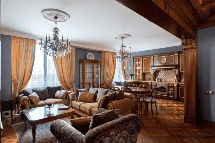 kitchen-living room in English style kitchen-living room in English style