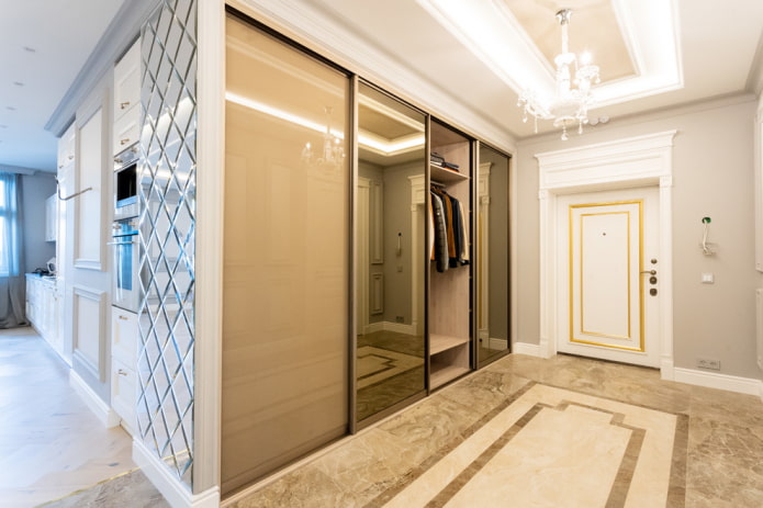 wardrobe along the wall in the interior of the hallway wardrobe along the wall in the interior of the hallway