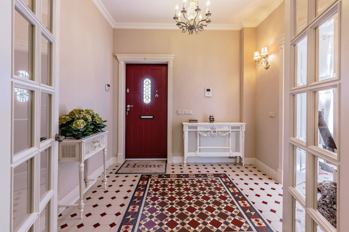 wall decoration in the hallway in the interior of the house