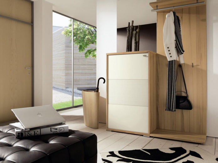 chest of drawers with a hanger in the interior of the corridor