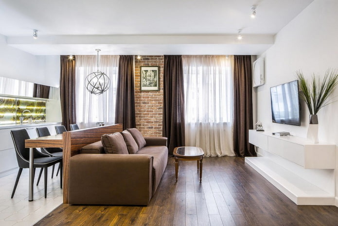 zoning of the kitchen-living room with an area of 20 squares zoning of the kitchen-living room with an area of 20 squares