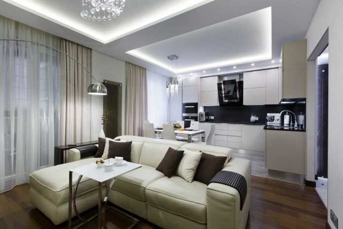 kitchen-living room 20 sq. with a sofa by the window kitchen-living room 20 sq. with a sofa by the window