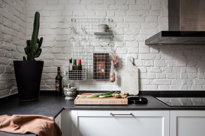 Plants in the kitchen area