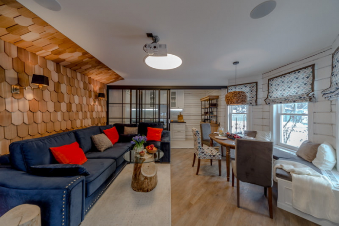 finishing the living room in the interior of the house