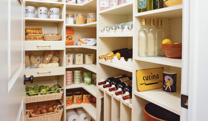 Corner arrangement of shelves Corner arrangement of shelves