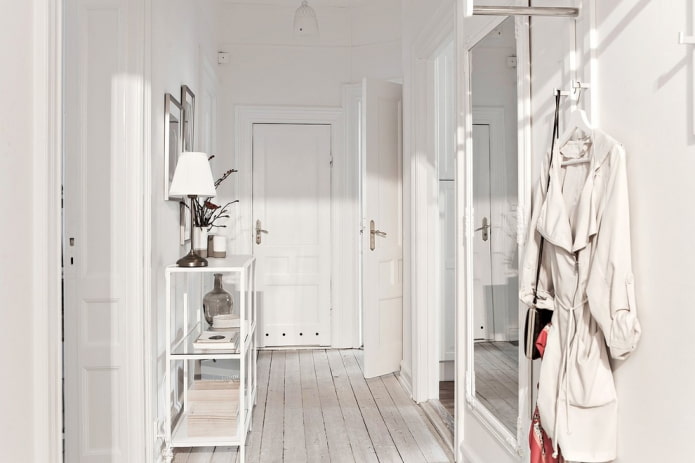 Scandinavian style white corridor interior