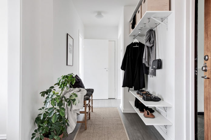 Scandinavian style white corridor interior