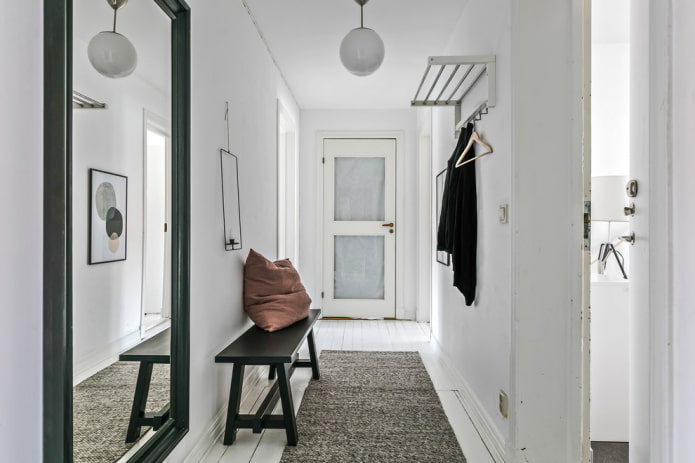 design of a narrow Scandinavian hallway