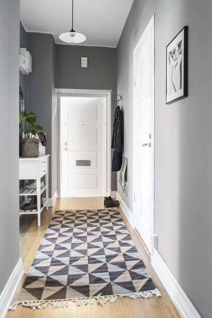 Scandinavian style gray corridor design