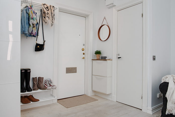 Scandinavian style white corridor interior