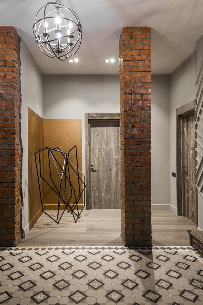 colors of the interior of the hallway in an industrial style