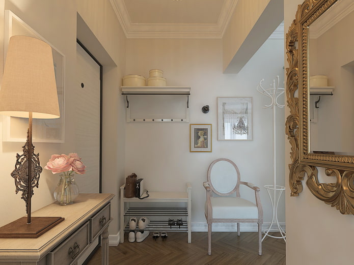 furnishings in the interior of the corridor in the Provence style