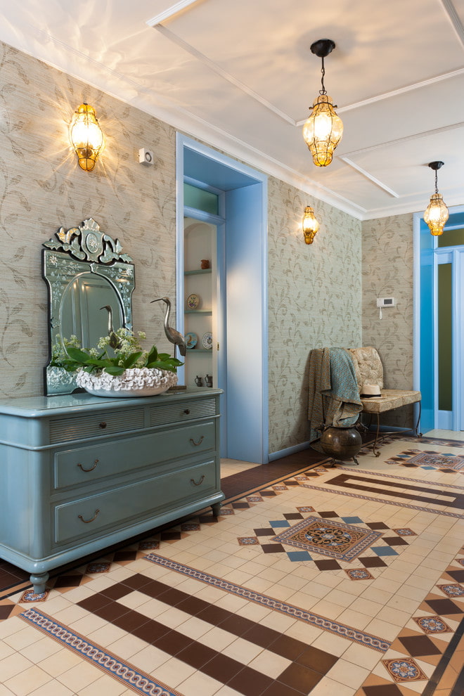 lighting in the interior of the corridor in the style of Provence