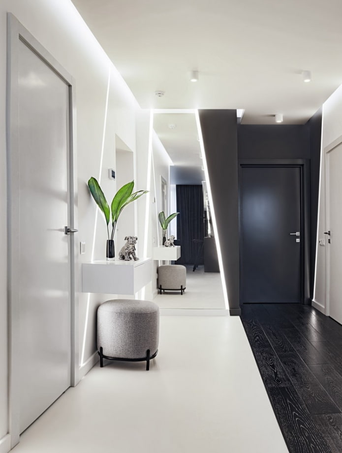 decor in the interior of the corridor in high-tech style