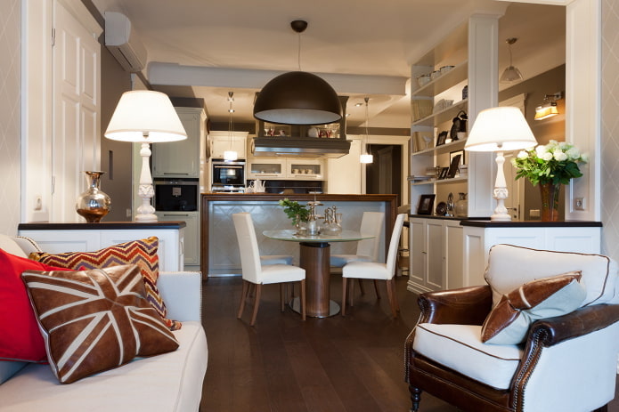 Layout of a rectangular kitchen