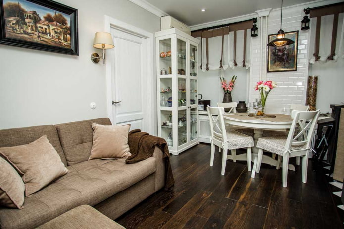 kitchen-living room 17 squares in Provence style