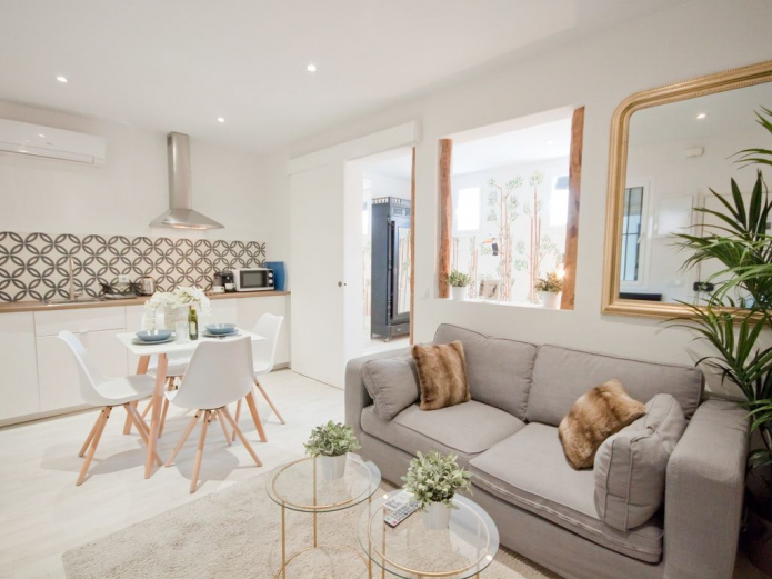 bright kitchen-living room