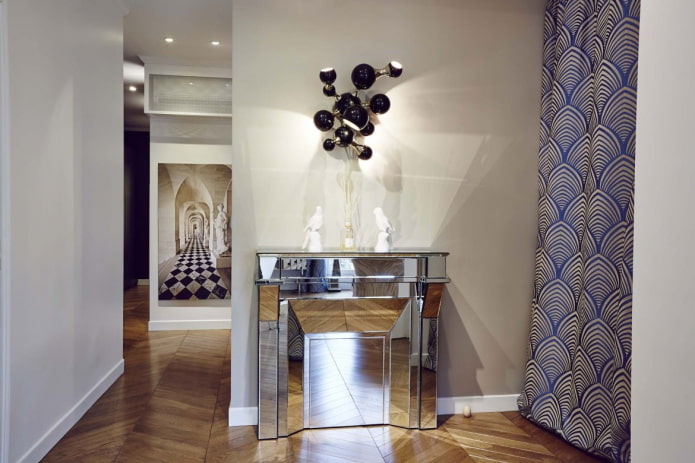 False fireplace with mirror