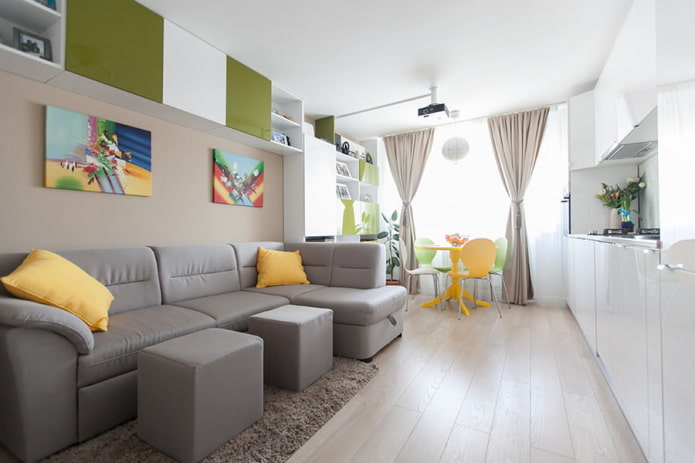 pieces of furniture along the walls