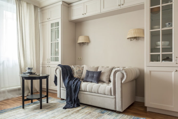 pieces of furniture along the walls