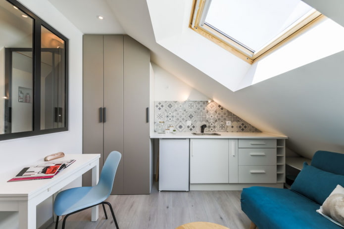 Kitchen-living room in the attic