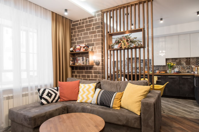 zoning of the combined kitchen-living room zoning of the combined kitchen-living room