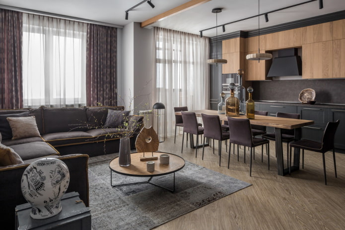 modern kitchen-living room