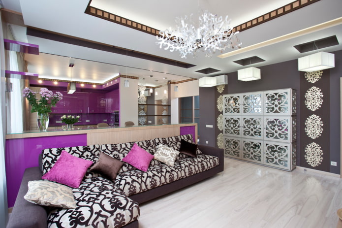 zoning of the kitchen and living room