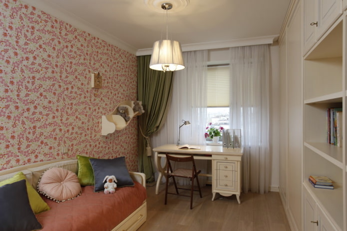 furniture in the interior of a children's bedroom in the style of Provence