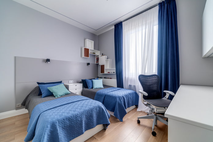 interior of a blue-gray children's room interior of a blue-gray children's room