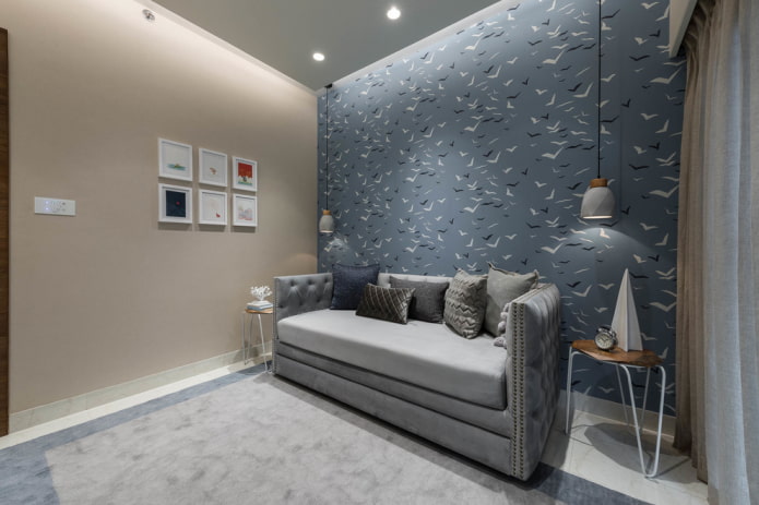 interior of beige and gray children's room interior of beige and gray children's room