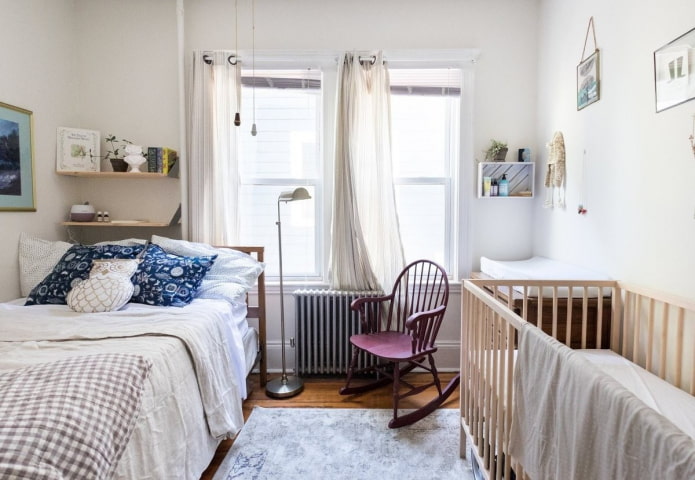 parents' area in the bedroom combined with the nursery parents' area in the bedroom combined with the nursery