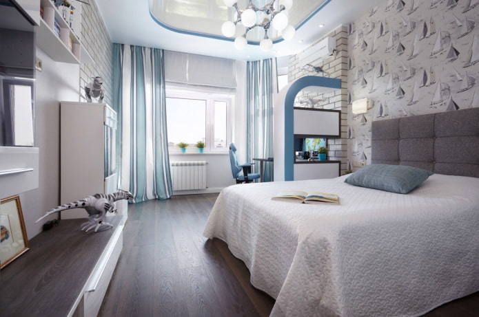 Room in blue and white